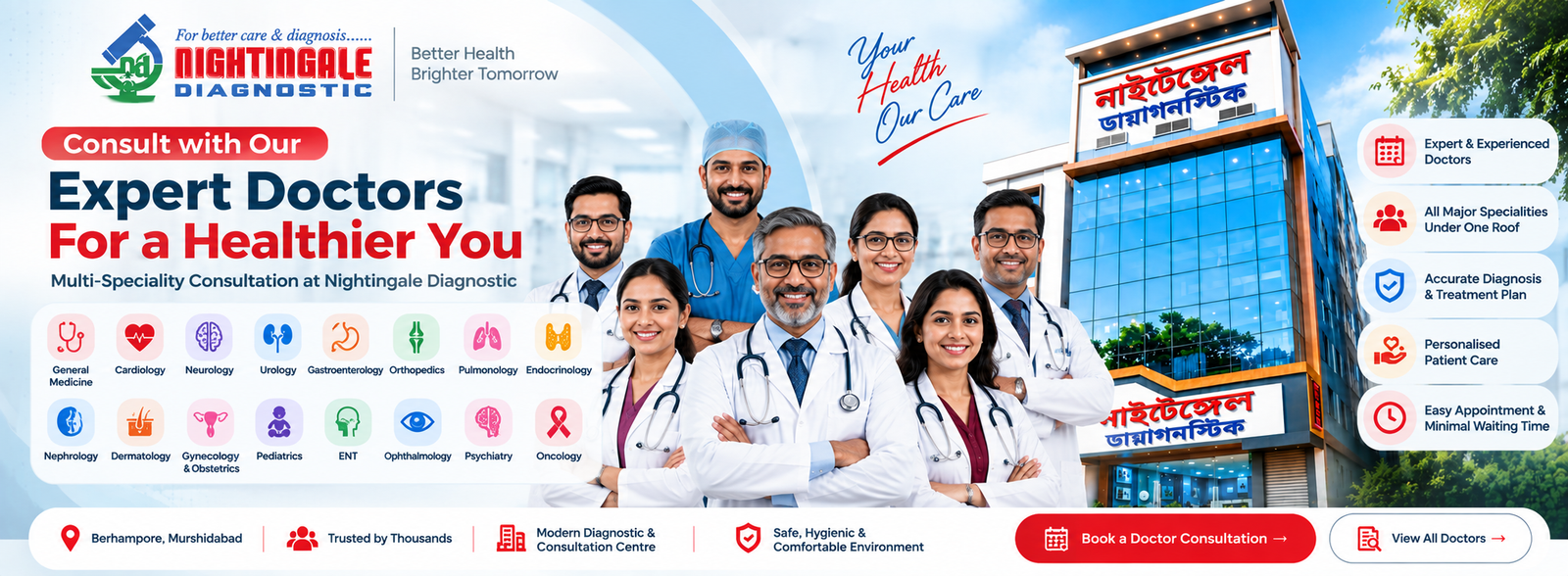 Expert doctors offering multi-speciality consultation at Nightingale Diagnostic Centre in Berhampore